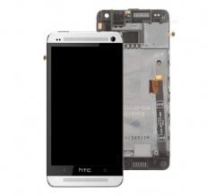 HTC One M7 Mini LCD kijelz�, �rint�vel, ez�st kerettel